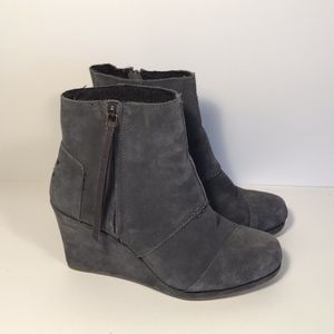 Toms Gray Suede Desert Booties Women 7.5